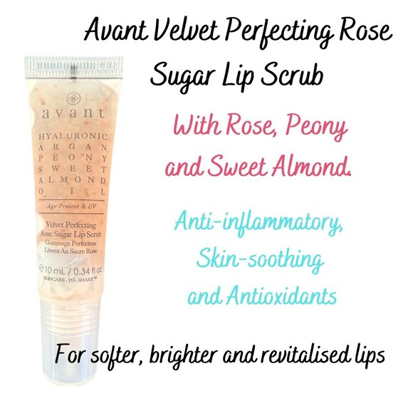 Avant Velvet Perfecting Rose Sugar Lip Scrub Size 10ml Sweet Almond Oil - Picture 2 of 6